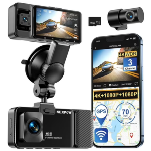 NEXPOW 3 Channel Dash Cam w/GPS