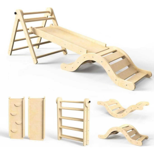 Pikler Triangle 3-Piece Wood Climbing Set
