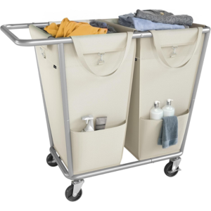 Rolling 190L 2-Section Laundry Basket
