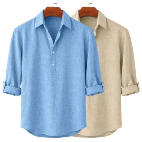 2-Pack Men's Linen Popover Shirt
