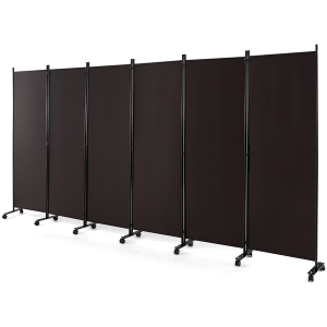6-Panel Folding Room Divider w/Lockable Wheels