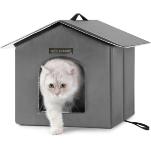 Weatherproof Insulated Cat House w/Mat & Clip