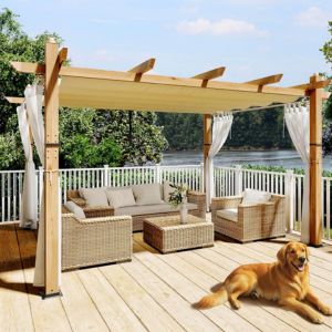 Outdoor 13' Pergola w/Canopy Aluminum Gazebo