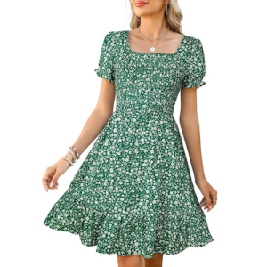 Lyrur Floral Smocked Knee Length Summer Dress