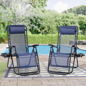 2 Pack Zero Gravity Patio Recliner Chairs