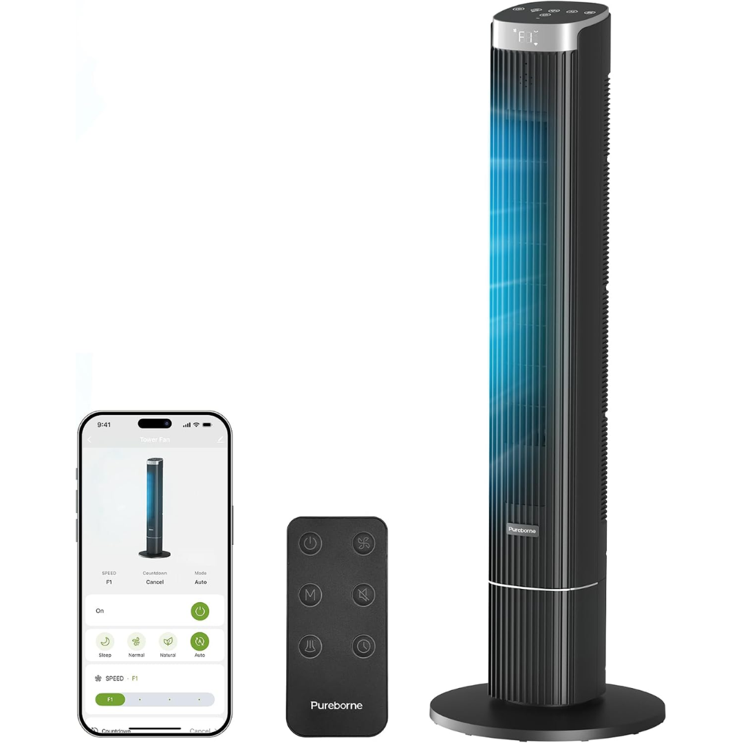 Oscillating 42” WiFi Tower Fan w/App