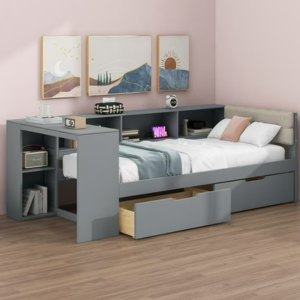 Euroco Wood Twin Murphy Bed w/Desk, Shelf & Drawers