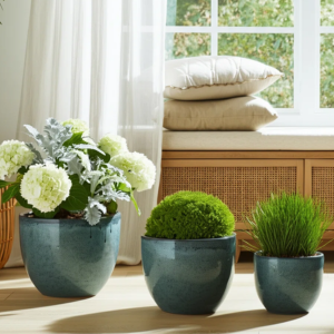 Set of 3 Round Ceramic Planter