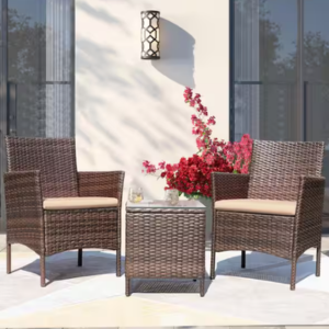 3-Piece Patio Rattan Conversation Set