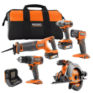 Ridgid 18V Cordless 5-Tool Kit w/Batteries