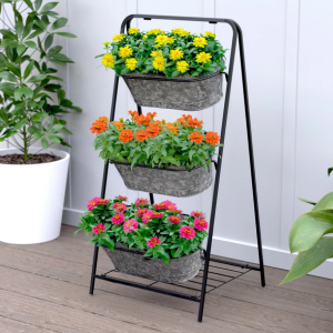 3-Tier Galvanized Metal Planter
