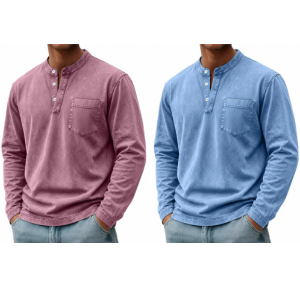 2-Pack Men's Cotton Henley T-Shirt