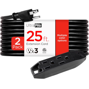 2-Pack UltraPro 25' 3-Outlet Extension Cords