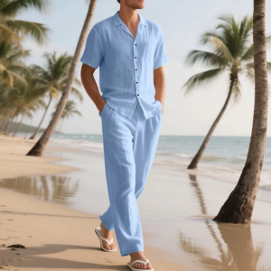 Men's 2-Piece Linen Shirt & Pants Set