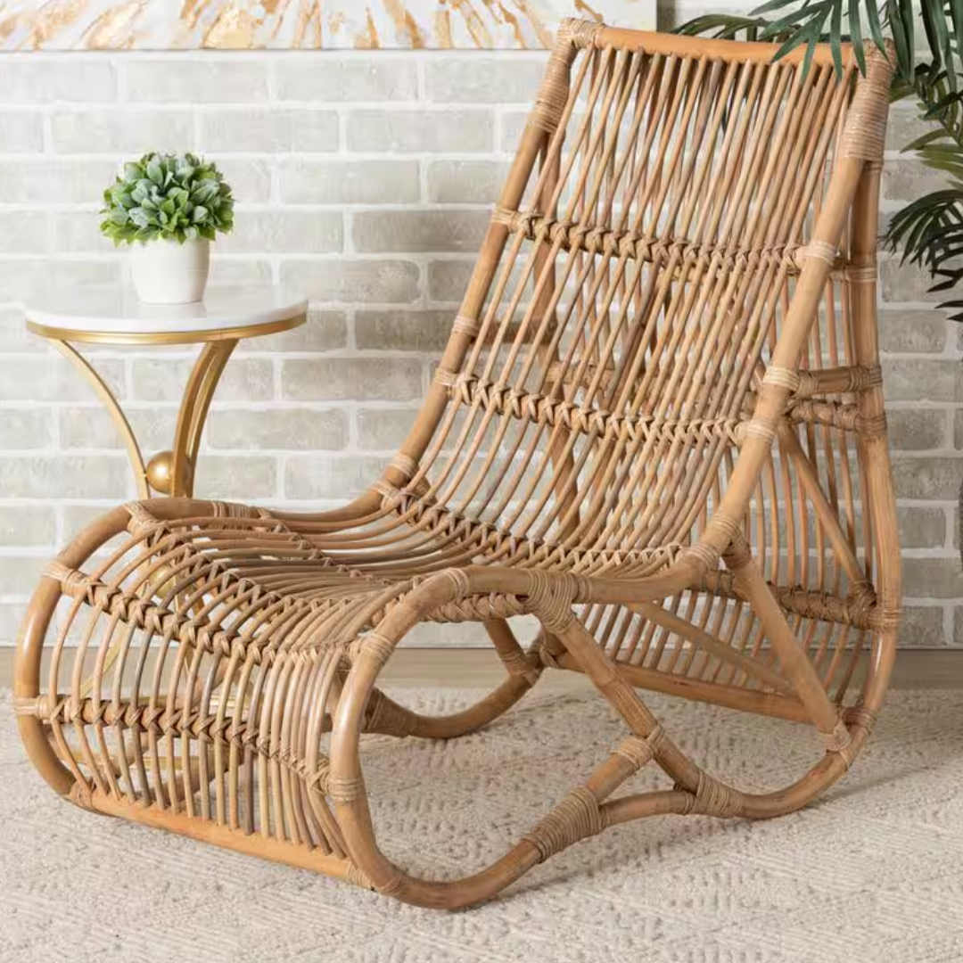 Natural Rattan Chaise Lounge