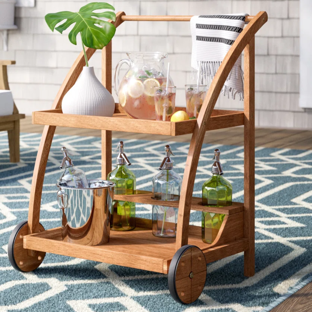 Outdoor Solid Wood Bar Cart