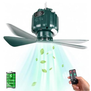 Portable USB Tent Ceiling Fan w/Remote, Light & Power Bank