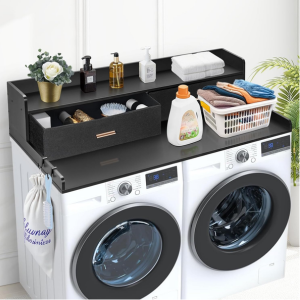 2-Tier Wood Washer Dryer Countertop Organizer