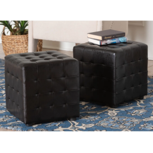 Set of 2 Faux Leather Ottomans