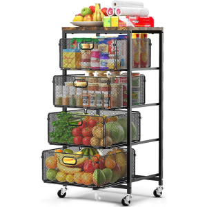 4-Tier Rolling Kitchen Storage Cart