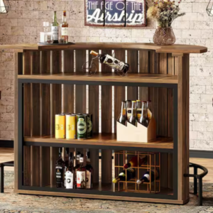 Rustic Wood Arc-Shaped Bar Table