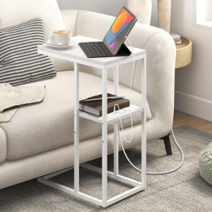 C-Shaped End Table w/Charging Station
