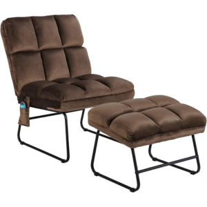 Velvet Massage Chair w/Ottoman