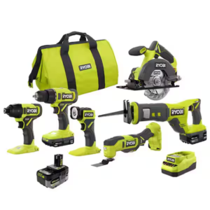 Ryobi One+ 18V Cordless 6-Tool Kit w/Battery & Charger