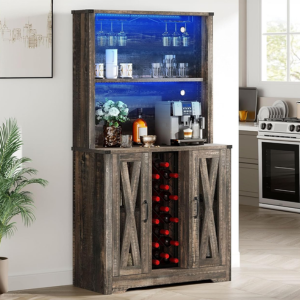 Farmhouse LED Wine Bar Cabinet