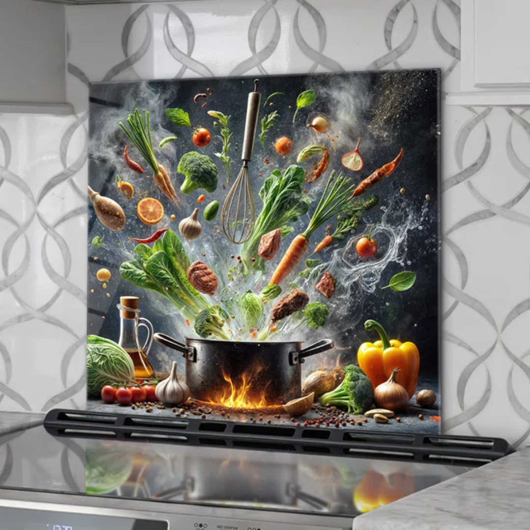 Tempered Glass Kitchen Backsplash Decor