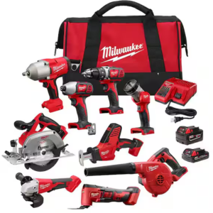 Milwaukee M18 18V Cordless 9-Tool Combo w/Batteries, Charger & Tool Bag