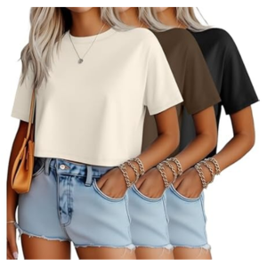 3 Pack Women's Crop Top T-Shirts