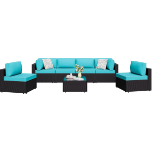 7-Piece Patio Wicker Sectional Sofa Couch Set