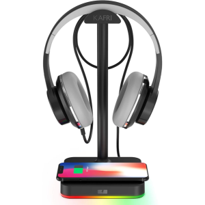RGB LED Headphone Stand w/Wireless Charger