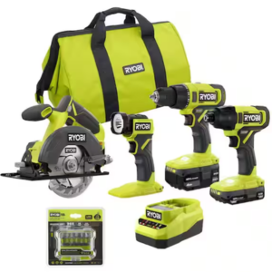 Ryobi One+ 18V Cordless 4-Tool Kit w/Battery & Charger