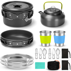 Odoland 15-Piece Camping Cookware Set