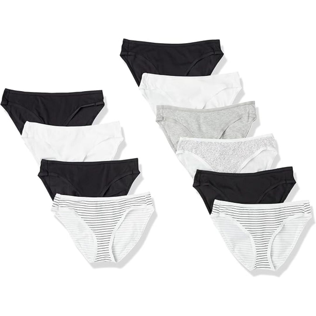 Amazon Essentials 10-Pack Women's Cotton Bikini Briefs