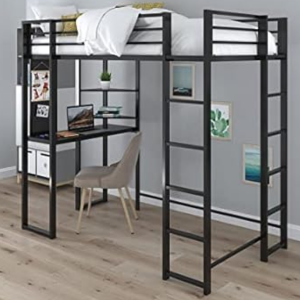DHP Metal Twin Loft Bed w/Desk
