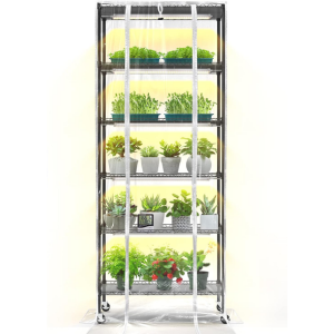 6-Tier Plant Shelf Indoor Greenhouse w/Grow Light