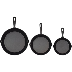 Jim Beam 3-Piece Pre Seasoned Cast Iron Skillet Set