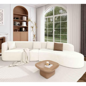 Round Arm Curved Chenille Sectional Sofa