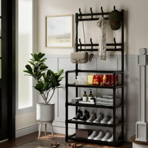 4-Tier Metal Shoe & Coat Rack