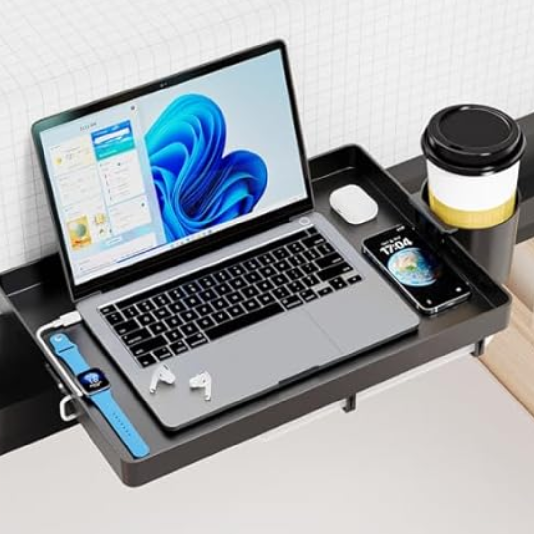 Clip On Bedside Shelf w/Cup Holder