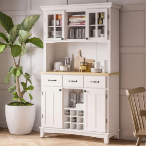 Homestyles Wood Top Buffet Sideboard w/Hutch