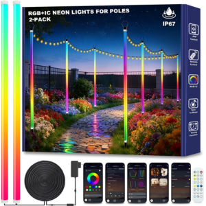 2-Pack 7' RGB Neon Ambient Pole Lights w/App
