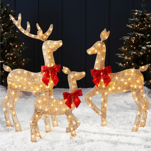 Best Choice Products 3-Piece 2D Lighted Deer Family Set