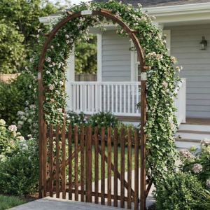 Wood 7' Garden Arbor w/Gate