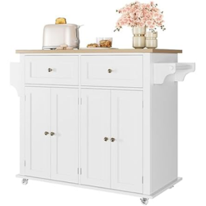 Wood Top Rolling Kitchen Island