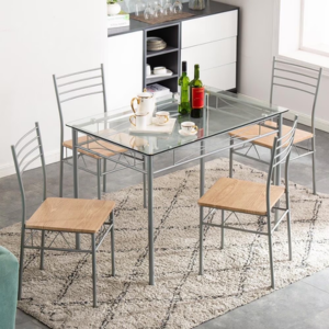 5-Piece Glass-Top Dining Table Set