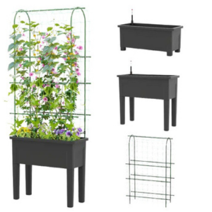 Gymax 4-in-1 Self-Watering Raised Garden Bed w/ Trellis